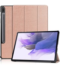 Ntech Samsung Tab S8 Plus hoes Book Case Smart Cover Rose Goud