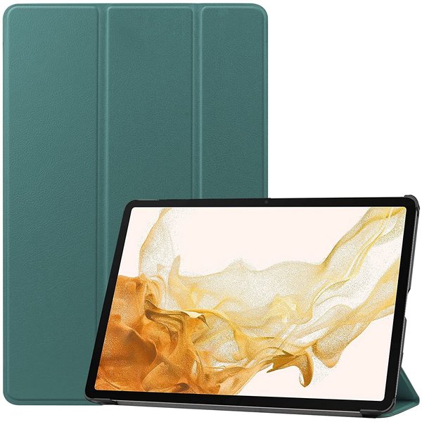 Ntech Hoes Geschikt voor Samsung Galaxy Tab S8 Plus hoes Book Case Smart Cover Donker Groen - Hoes Geschikt voor Samsung Galaxy Tab S8 Plus hoes - Hoes Geschikt voor Samsung Galaxy Tab S7 FE hoes bookcase - Tab S7 plus hoes Trifold hoes -Tablet Hoes 12.4 Inch