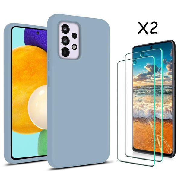 Ntech Hoesje Geschikt Voor Samsung Galaxy A53 hoesje silicone soft cover Licht Blauw - Hoesje Geschikt Voor Samsung Galaxy A53 5G Silicone colour hoesje - Galaxy A53 case Liquid Nano Silicone cover - A53 Screenprotector 2 pack