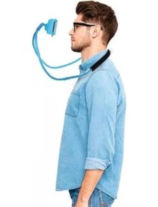 Merkloos Communicatiemiddel wielrennen - Lazy neck telefoonhouder - buigbaar en universeel - Blauw
