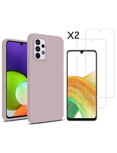 Ntech Samsung A33 hoesje silicone soft cover Pink Sand
