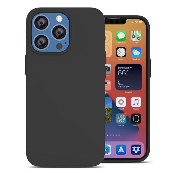 oTronica Geschikt voor iPhone 13 Pro Max hoesje siliconen backcover - Zwart