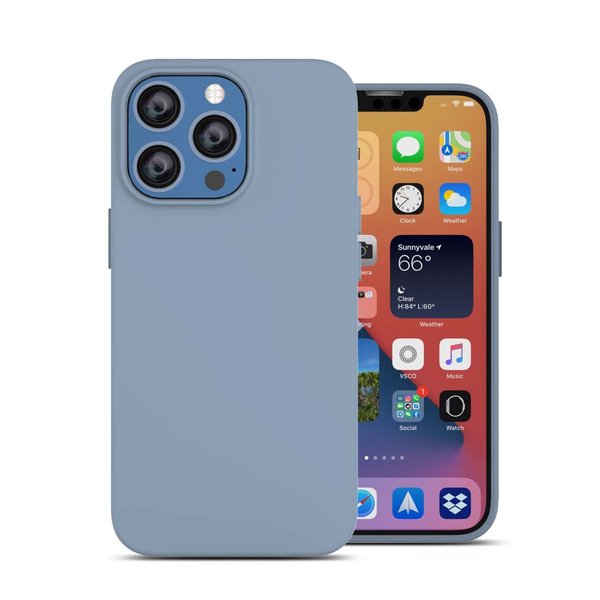 oTronica Hoesje Geschikt voor iPhone 13 Pro Max backcover liquid siliconen hoesje - Graniet Grijs