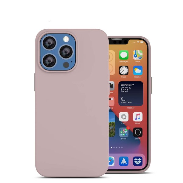 oTronica Hoesje Geschikt voor iPhone 13 Pro Max backcover liquid siliconen hoesje - Licht Roze