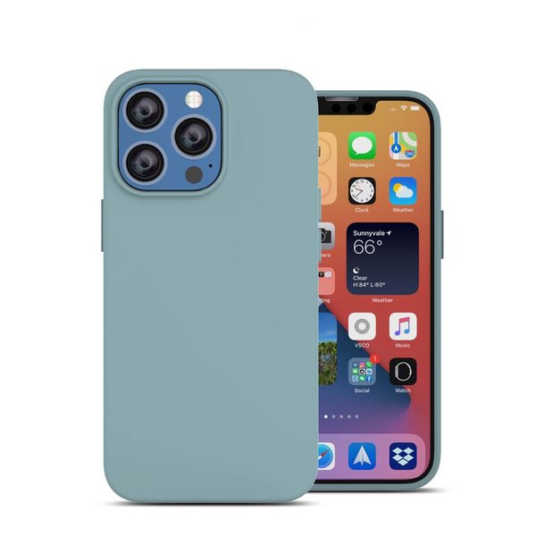 oTronica oTronica Geschikt voor iPhone 13 Pro backcover liquid siliconen hoesje - Mint Groen