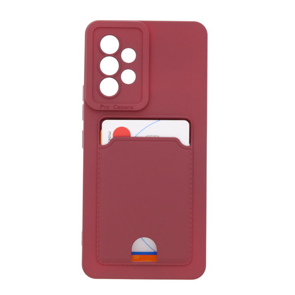 Ntech Samsung A33 Hoesje met pasjeshouder Wine Rood - Samsung Galaxy A33 / A33 5G hoesje Soft silicone colour case met kaarthouder