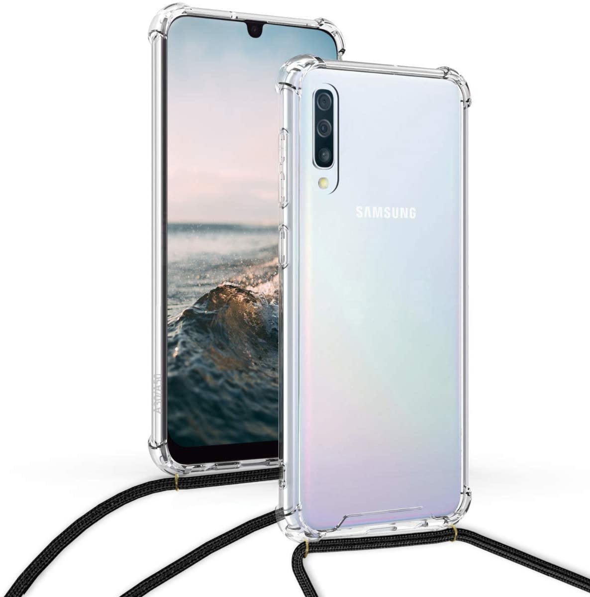 Samsung Galaxy A03s hoesje met koord transparant Siliconen Zwart – A03s  backcover – Samsung A03s case – oTronica koord hoesje Samsung -  Phonecompleet.nl