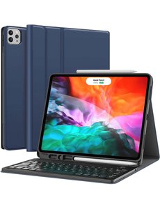Ntech iPad Air 2022 / iPad Air 2020 Keyboard Hoes Blauw (Air 4 / 5) - iPad 10.9 inch Hoes Met Penhouder
