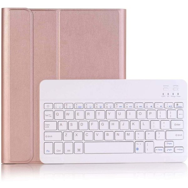 Ntech Hoes Geschikt voor Samsung Galaxy Tab A 10.1 inch 2019 SM-T510 / SM-T515 Keyboard hoes met toetsenbord Rose Gold - Samsung Book Case Hoes