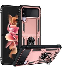 Ntech Samsung Z Flip 3 hoes Hybrid Armor Anti-Shock hoesje Rose Goud