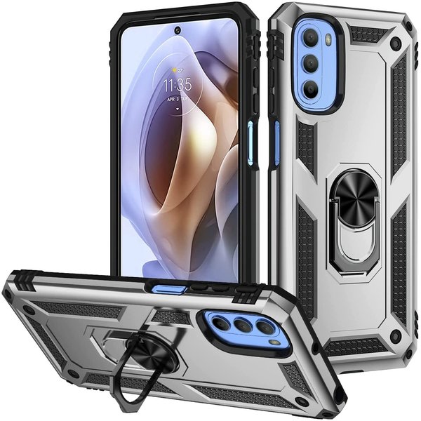 Ntech Hoesje geschikt voor Moto G41 / Hoesje geschikt voor Moto G31 hoesje Hybrid Armor Anti-Shock hoesje Zliver - Hoesje geschikt voor Moto G31 / G41 Hoesje kickstand Ring houder cover TPU backcover hoesje