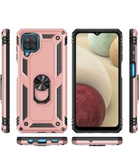 Ntech Samsung Galaxy A12 5G hoes Hybrid Armor Anti-Shock hoesje Rose Goud