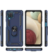 Ntech Samsung Galaxy A12 5G hoes Hybrid Armor Anti-Shock hoesje Blauw