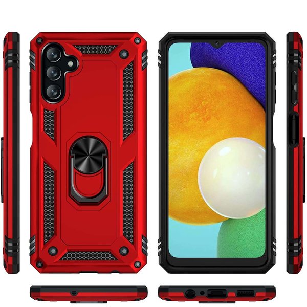 Ntech Hoesje Geschikt Voor Samsung Galaxy A13 5G hoesje Hybrid Armor Anti-Shock hoesje Rood - Galaxy A13 5G - A13 5G Hoesje kickstand Ring houder cover TPU backcover hoesje