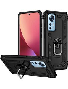 Ntech Xiaomi 12 Pro hoes Hybrid Armor Anti-Shock hoesje Zwart