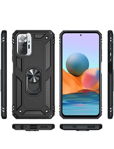 Ntech Xiaomi Redmi Note 10 5G hoes Hybrid Armor Anti-Shock hoesje Zwart