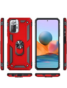 Ntech Xiaomi Redmi Note 10 5G hoes Hybrid Armor Anti-Shock hoesje Rood