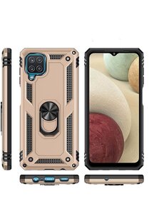 oTronica Samsung Galaxy A12 5G hoes Hybrid Armor Anti-Shock ringhouder Goud