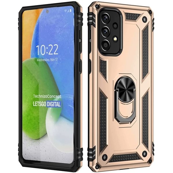 oTronica Hoesje Geschikt Voor Samsung Galaxy A73 5G Hoesje Armor Anti-shock Backcover Goud - Galaxy A73 5G - A73 5G Backcover kickstand Ring houder cover TPU backcover oTronica