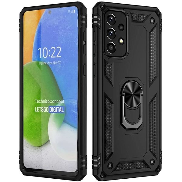 oTronica Hoesje Geschikt Voor Samsung Galaxy A73 5G Hoesje Armor Anti-shock Backcover Zwart - Galaxy A73 5G - A73 5G Backcover kickstand Ring houder cover TPU backcover oTronica