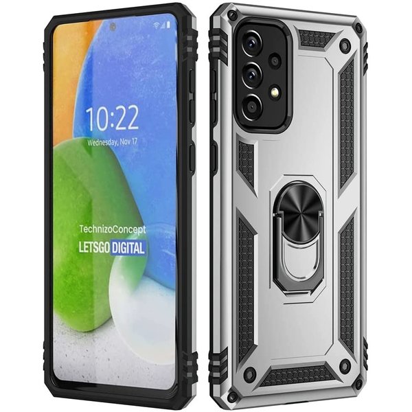 oTronica Hoesje Geschikt Voor Samsung Galaxy A73 5G Hoesje Armor Anti-shock Backcover Zilver - Galaxy A73 5G - A73 5G Backcover kickstand Ring houder cover TPU backcover oTronica