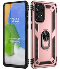 oTronica Samsung Galaxy A73 5G hoes Hybrid Armor Anti-Shock ringhouder Rose Goud