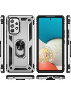 oTronica Samsung Galaxy A53 5G hoes Hybrid Armor Anti-Shock ringhouder Zilver