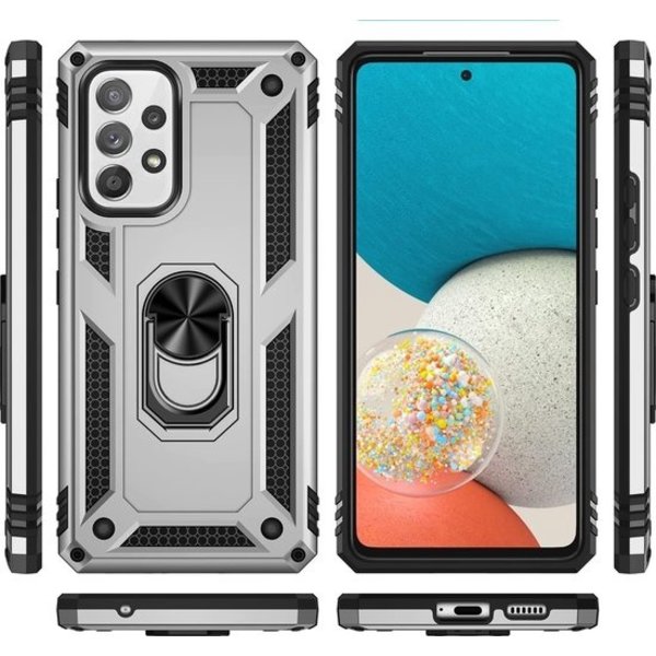 oTronica Hoesje Geschikt Voor Samsung Galaxy A53 5G Hoesje Armor Anti-shock Backcover Zilver - Galaxy A53 5G - A53 5G Backcover kickstand Ring houder cover TPU backcover oTronica