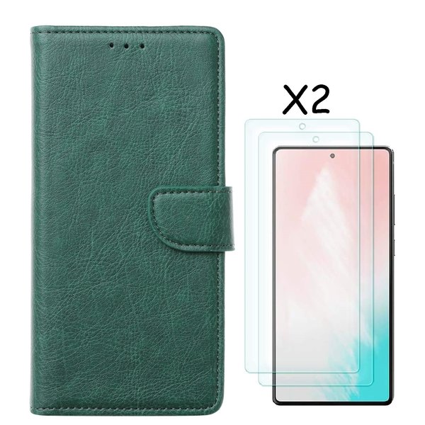 Ntech Hoesje Geschikt Voor Samsung Galaxy S20 FE 2022 hoesje bookcase Groen - Galaxy S20 FE bookcase wallet case portemonnee hoesje - Hoesje Geschikt Voor Samsung Galaxy S20 Fe 2022 screenprotector / 2X tempered glass