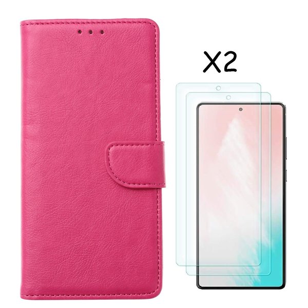 Ntech Hoesje Geschikt Voor Samsung Galaxy S20 FE 2022 hoesje bookcase Pink - Galaxy S20 FE bookcase wallet case portemonnee hoesje - Hoesje Geschikt Voor Samsung Galaxy S20 Fe 2022 screenprotector / 2X tempered glass