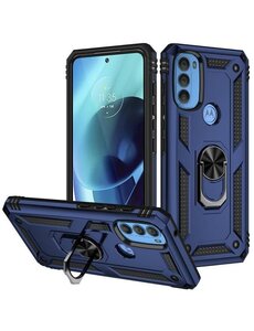 oTronica Motorola G71 5G hoes Hybrid Armor Anti-Shock ringhouder Blauw