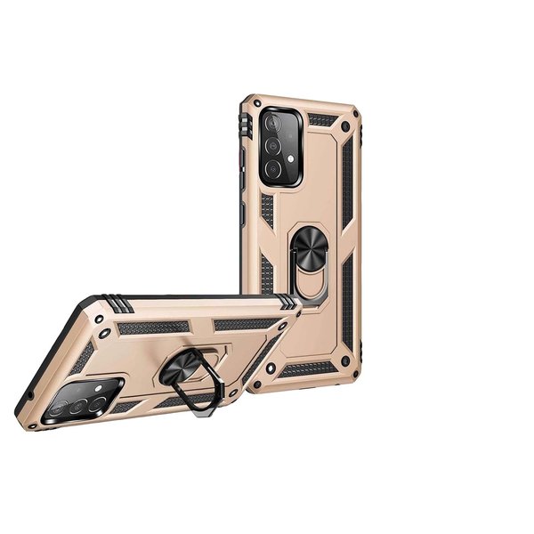 oTronica Geschikt Voor Oppo A16 Hoesje Armor Anti-shock Backcover Goud - Geschikt Voor Oppo A16 - A16 Backcover kickstand Ring houder cover TPU backcover oTronica