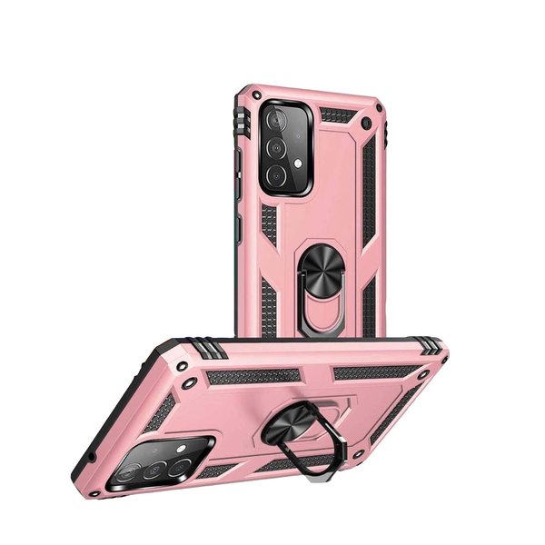 oTronica Geschikt voor Oppo A16 Hoesje Armor Anti-shock Backcover Rose Goud - Geschikt voor Oppo A16 - A16 Backcover kickstand Ring houder cover TPU backcover oTronica