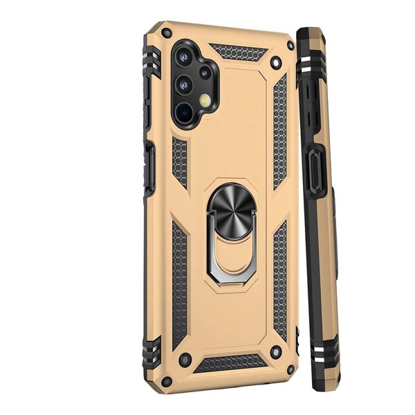 oTronica Hoesje Geschikt Voor Samsung Galaxy A13 4G Hoesje Armor Anti-shock Backcover Goud - Galaxy A13 4G - A13 4G Backcover kickstand Ring houder cover TPU backcover oTronica