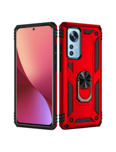 oTronica Xiaomi Redmi 12X hoes Hybrid Armor Anti-Shock ringhouder Rood