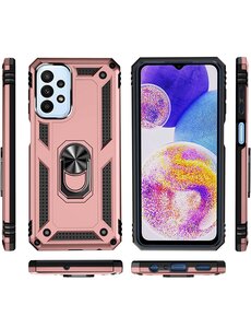 oTronica Samsung Galaxy A23 4/5G hoes Hybrid Armor Anti-Shock ringhouder Rose Goud
