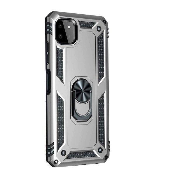 oTronica Hoesje Geschikt Voor Samsung Galaxy A22 5G Hoesje Armor Anti-shock Backcover Zilver - Galaxy A22 5G - A22 5G Backcover kickstand Ring houder cover TPU backcover oTronica