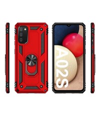 oTronica Samsung Galaxy A02s hoes Hybrid Armor Anti-Shock ringhouder Rood