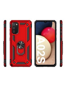 oTronica Samsung Galaxy A02s hoes Hybrid Armor Anti-Shock ringhouder Rood