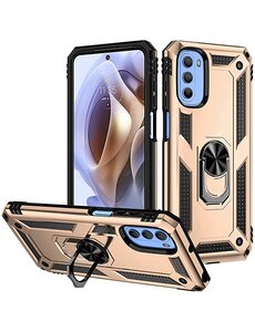 oTronica Moto G41 hoes Hybrid Armor Anti-Shock ringhouder Goud