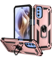 oTronica Moto G41 hoes Hybrid Armor Anti-Shock ringhouder Rose Goud