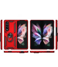 oTronica Samsung Z Fold 3 5G hoes Hybrid Armor Anti-Shock ringhouder Rood