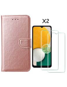 Ntech Samsung A03 Core hoesje bookcase Rose Goud + 2X Screenprotector