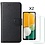 Ntech Hoesje Geschikt Voor Samsung Galaxy A03 Core hoesje bookcase Zwart - Hoesje Geschikt Voor Samsung Galaxy A03 Core bookcase portemonnee Hoesje Geschikt Voor Samsung Galaxy A03 Core screenprotector / 2X Beschermglas