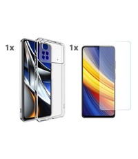 Ntech Xiaomi  Poco X4 Pro 5G Transparant Hoesje met Glas Screenprotector