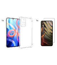 Ntech Xiaomi Poco M4 Pro 5G Transparant Hoesje met bumper en Glas Screenprotector