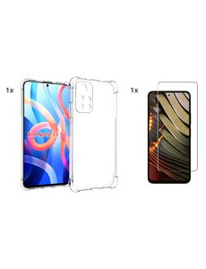 Ntech Xiaomi Poco M4 Pro 5G Transparant Hoesje met bumper en Glas Screenprotector