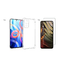 Ntech Xiaomi RedMi Note 11 / 11S 4G Transparant Hoesje met bumper en Glas Screenprotector