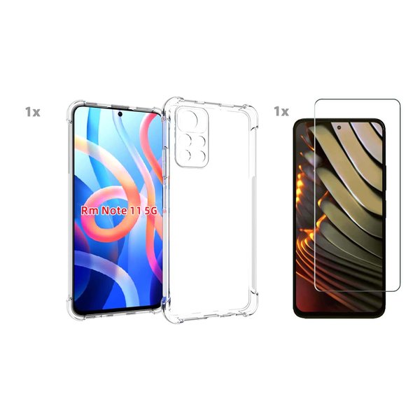 Ntech Hoesje geschikt voor Xiaomi RedMi Note 11/ Note 11S 4G Transparant Hoesje Met Bumper en Glas Screenprotector - Xiaomi RedMi Note 11 5G case - Xiaomi RedMi Note 11 5G backcover - Ntech hoesje