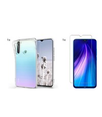 Ntech Xiaomi RedMi Note 8 2021 Transparant Hoesje met bumper en Glas Screenprotector